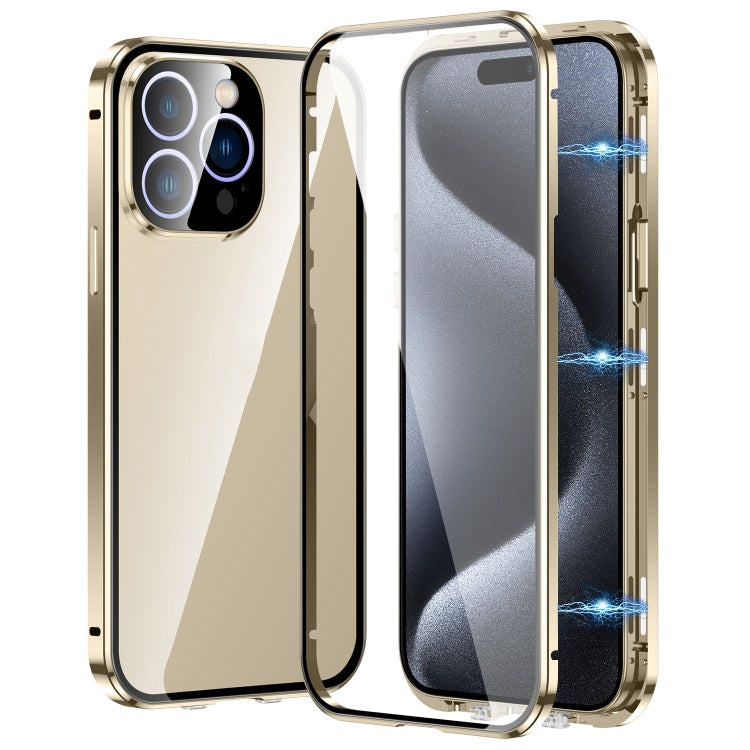 Magnetic Double-buckle HD Tempered Glass Phone Case, For iPhone 16 Pro Max, For iPhone 16 Pro, For iPhone 16 Plus, For iPhone 16, For iPhone 15 Pro Max, For iPhone 15 Pro