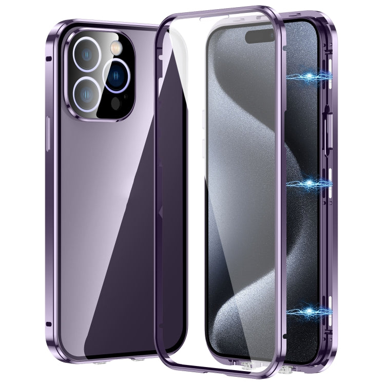 Magnetic Double-buckle HD Tempered Glass Phone Case, For iPhone 16 Pro Max, For iPhone 16 Pro, For iPhone 16 Plus, For iPhone 16, For iPhone 15 Pro Max, For iPhone 15 Pro