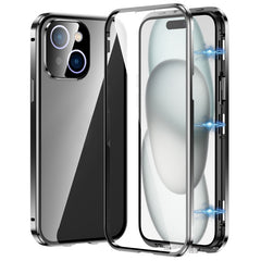 Magnetic Double-buckle HD Tempered Glass Phone Case, For iPhone 16, For iPhone 15 Pro Max, For iPhone 15 Pro, For iPhone 15 Plus