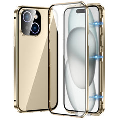 Magnetic Double-buckle HD Tempered Glass Phone Case, For iPhone 16, For iPhone 15 Pro Max, For iPhone 15 Pro, For iPhone 15 Plus