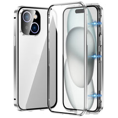 Magnetic Double-buckle HD Tempered Glass Phone Case, For iPhone 16, For iPhone 15 Pro Max, For iPhone 15 Pro, For iPhone 15 Plus