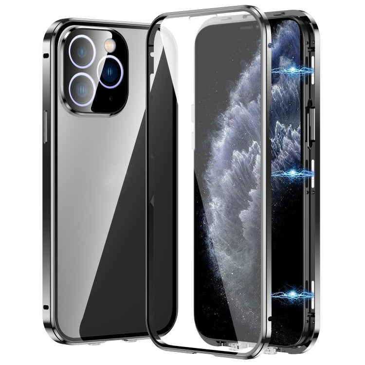 Magnetic Double-buckle HD Tempered Glass Phone Case, For iPhone 12 Pro Max, For iPhone 12 Pro, For iPhone 11 Pro Max, For iPhone 11, For iPhone 11 Pro