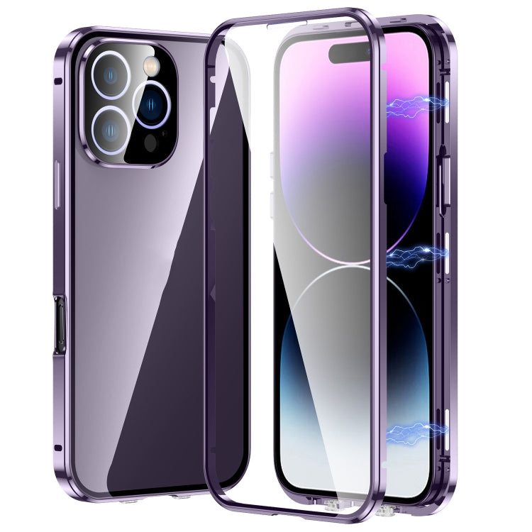 Magnetic Double-buckle HD Tempered Glass Phone Case, For iPhone 16 Pro Max, For iPhone 16 Pro, For iPhone 16 Plus, For iPhone 16, For iPhone 15 Pro Max, For iPhone 15 Pro