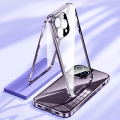 Magnetic Double-buckle HD Tempered Glass Phone Case, For iPhone 16, For iPhone 15 Pro Max, For iPhone 15 Pro, For iPhone 15 Plus