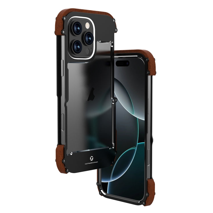 R-JUST Ironwood Generation Metal Hybrid Wood Phone Case, For iPhone 16 Pro Max, For iPhone 16 Pro, For iPhone 16 Plus, For iPhone 16, For iPhone 15 Pro Max, For iPhone 15 Pro, For iPhone 15 Plus, For iPhone 15