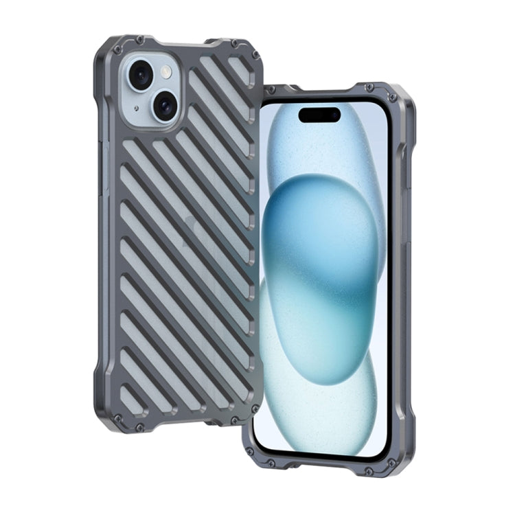 R-JUST RJ-50 Hollow Breathable Armor Metal Phone Case, For iPhone 16 Pro Max, For iPhone 16 Pro, For iPhone 16 Plus, For iPhone 16, For iPhone 15 Pro Max, For iPhone 15 Pro, For iPhone 15 Plus, For iPhone 15