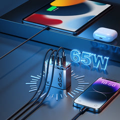 WK WP-U156 Pioneer Series 65W USB+Dual USB-C/Type-C GaN Charger, WP-U156