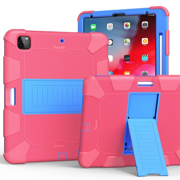 For iPad Pro 12.9 (2018) / (2020) Shockproof Two-Color Silicone Protective Case with Holder, For iPad Pro 12.9 (2018) / (2020)