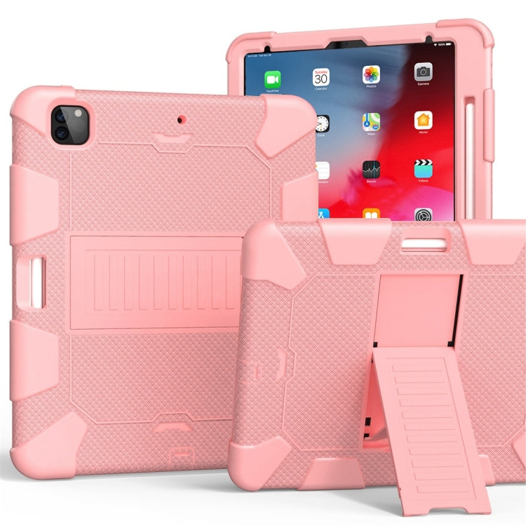 For iPad Pro 12.9 (2018) / (2020) Shockproof Two-Color Silicone Protective Case with Holder, For iPad Pro 12.9 (2018) / (2020)