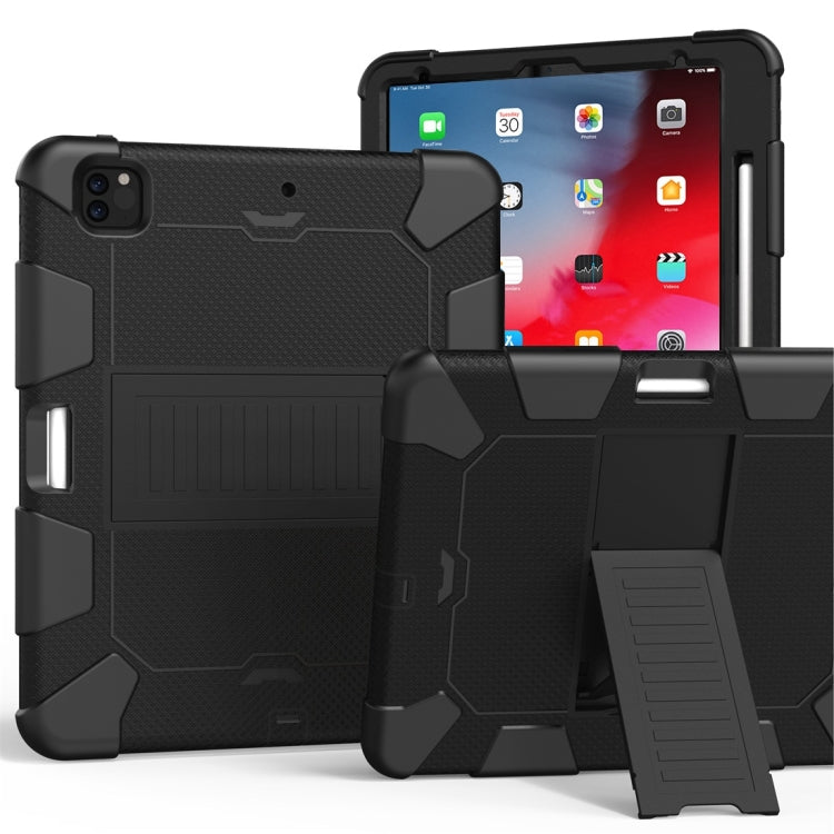 For iPad Pro 12.9 (2018) / (2020) Shockproof Two-Color Silicone Protective Case with Holder, For iPad Pro 12.9 (2018) / (2020)