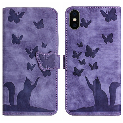 Butterfly Cat Embossing Flip Leather Phone Case, For iPhone 11 Pro Max, For iPhone 11, For iPhone 11 Pro, For iPhone X / XS
