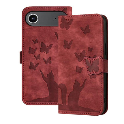 Butterfly Cat Embossing Flip Leather Phone Case, For iPhone 17 Pro Max, For iPhone 17 Pro, For iPhone 17, For iPhone Air
