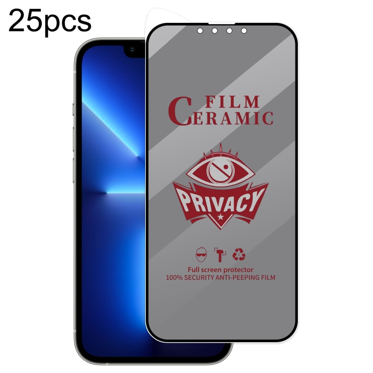 25pcs Full Coverage HD Privacy Ceramic Film, For iPhone 16 Pro Max, For iPhone 16 Pro, For iPhone 16 Plus, For iPhone 16, For iPhone 15 Pro Max, For iPhone 15 Pro, For iPhone 15 Plus, For iPhone 15, For iPhone 13 Pro Max / 14 Plus