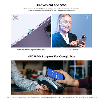 HOTWAV Note 13 Pro, Side Fingerprint Identification, 6.6 inch Android 13 UMS9230 T606 Octa Core up to 1.6GHz, Network: 4G, OTG