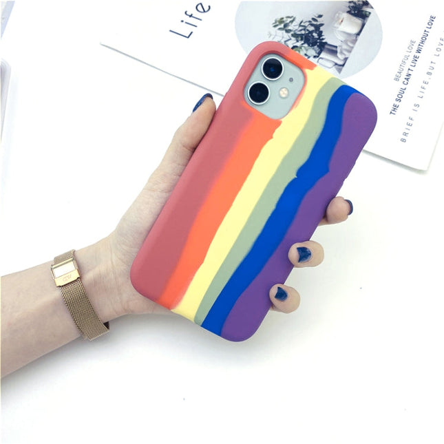 Rainbow Liquid Silicone Shockproof Full Coverage Protective Case, For iPhone 11, For iPhone 11 Pro, For iPhone 11 Pro Max