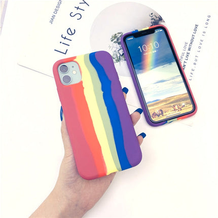 Rainbow Liquid Silicone Shockproof Full Coverage Protective Case, For iPhone 11, For iPhone 11 Pro, For iPhone 11 Pro Max