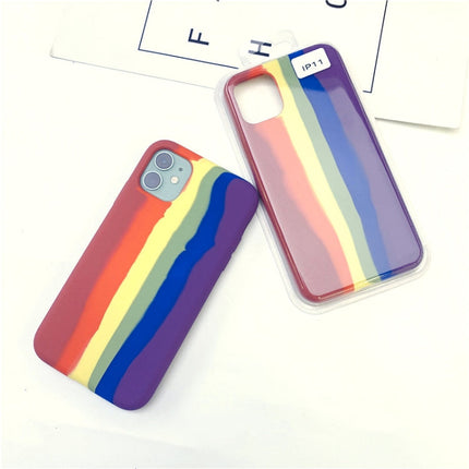 Rainbow Liquid Silicone Shockproof Full Coverage Protective Case, For iPhone 11, For iPhone 11 Pro, For iPhone 11 Pro Max