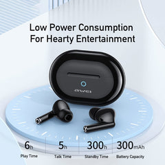 awei T61 Noise Reduction Dual Mic TWS Bluetooth Earbuds, T61