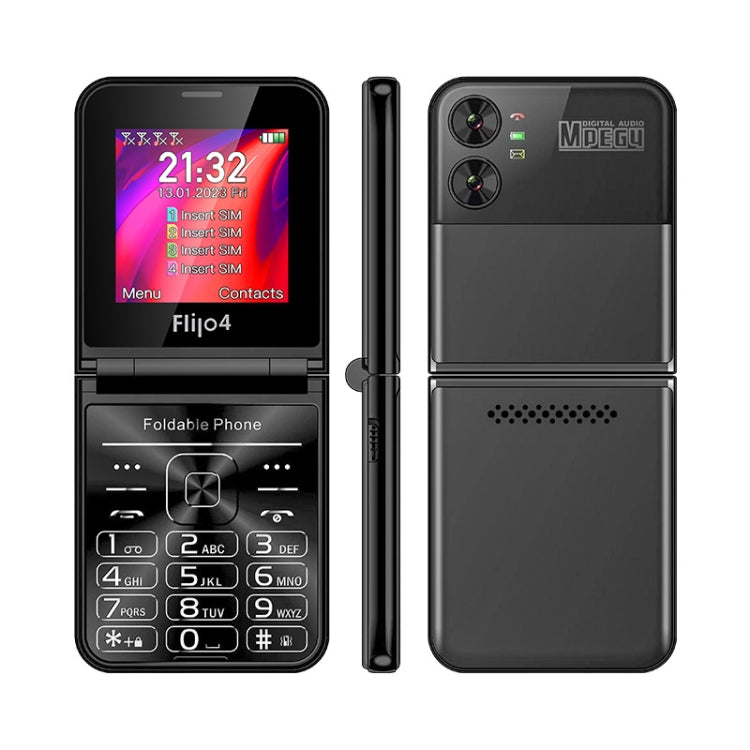 UNIWA F265 Flip Style Phone, 2.55 inch Mediatek MT6261D, FM, 4 SIM Cards, 21 Keys