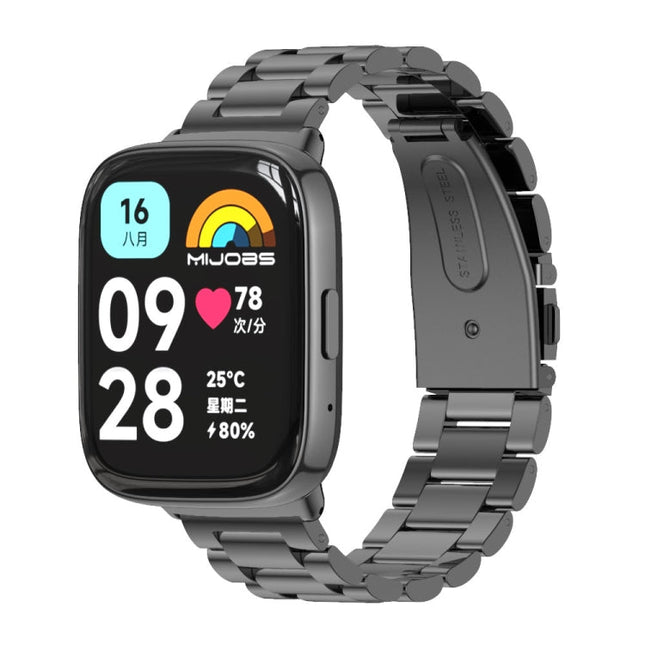 Mijobs Three-Bead Metal Stainless Steel Watch Band