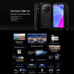 DOOGEE V30 Pro, 200MP Camera, Side Fingerprint, 10800mAh Battery, 6.58 inch Android 13 Dimensity 7050 Octa Core, Network: 5G, OTG, NFC, Support Google Pay, 12GB+512GB