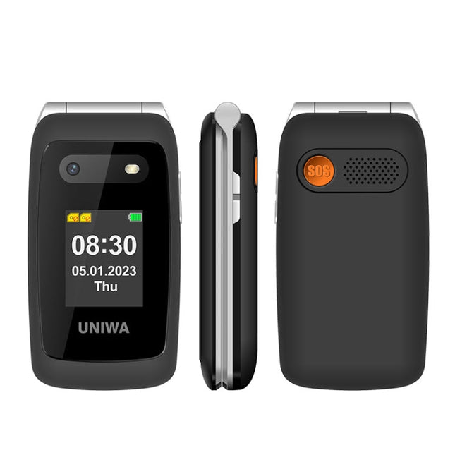 UNIWA V202T 4G Flip Style Phone, 2.4 inch Unisoc T107 Cat.1, SOS, FM, Dual SIM Cards, 21 Keys