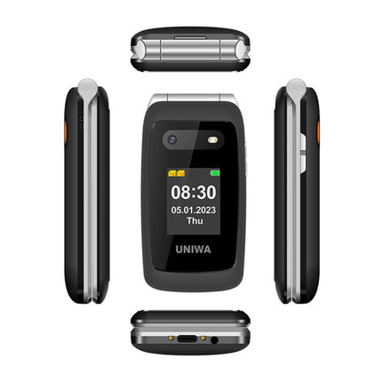 UNIWA V202T 4G Flip Style Phone, 2.4 inch Unisoc T107 Cat.1, SOS, FM, Dual SIM Cards, 21 Keys