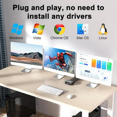 KC-KVM203DH 8K 30Hz USB3.0 DP+DP+HDMI Triple Monitors KVM Switch, EU Plug