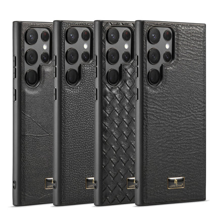 Fierre Shann Leather Texture Phone Back Cover Case, For Samsung Galaxy S24 Ultra 5G, For Samsung Galaxy S24+ 5G, For Samsung Galaxy S24 5G