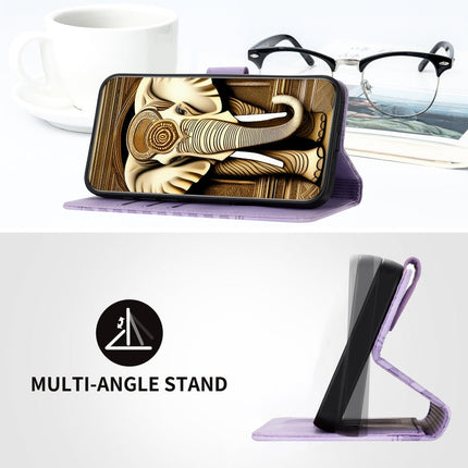 YX0060 Elephant Head Embossed Phone Leather Case with Lanyard, For iPhone 15, For iPhone 14 Plus, For iPhone 14