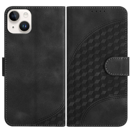 YX0060 Elephant Head Embossed Phone Leather Case with Lanyard, For iPhone 15, For iPhone 14 Plus, For iPhone 14