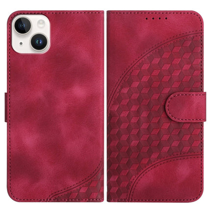 YX0060 Elephant Head Embossed Phone Leather Case with Lanyard, For iPhone 15, For iPhone 14 Plus, For iPhone 14