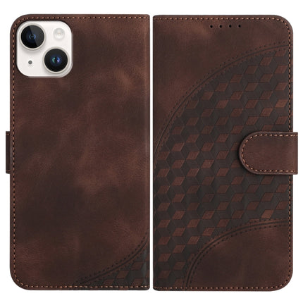 YX0060 Elephant Head Embossed Phone Leather Case with Lanyard, For iPhone 15, For iPhone 14 Plus, For iPhone 14