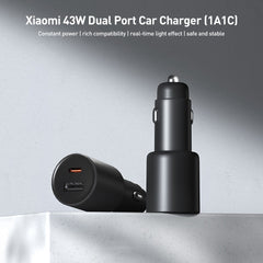 Original Xiaomi 43W Dual Ports USB + USB-C / Type-C Car Charger 1A1C, 43W
