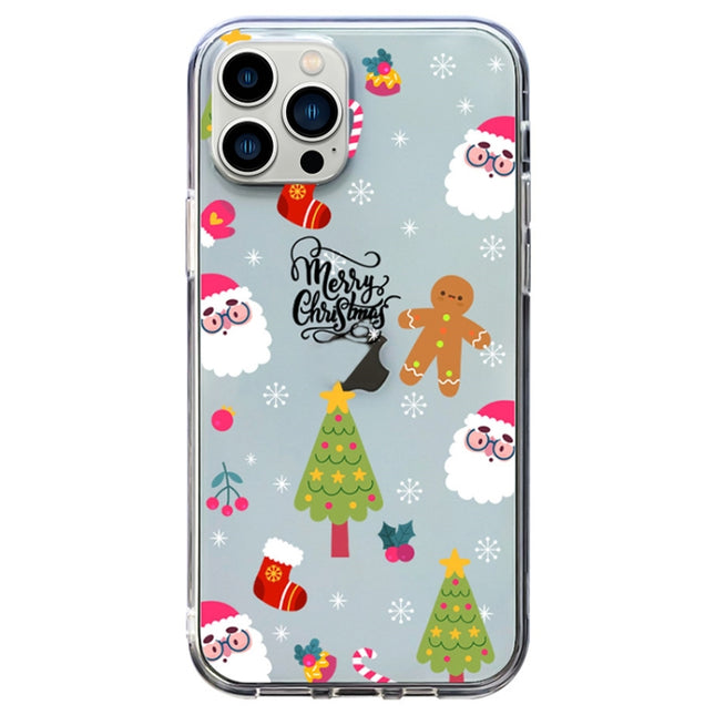 Christmas Colored Drawing Pattern High Transparent Soft TPU Phone Case, For iPhone 13 Pro Max, For iPhone 13 Pro, For iPhone 13, For iPhone 13 mini