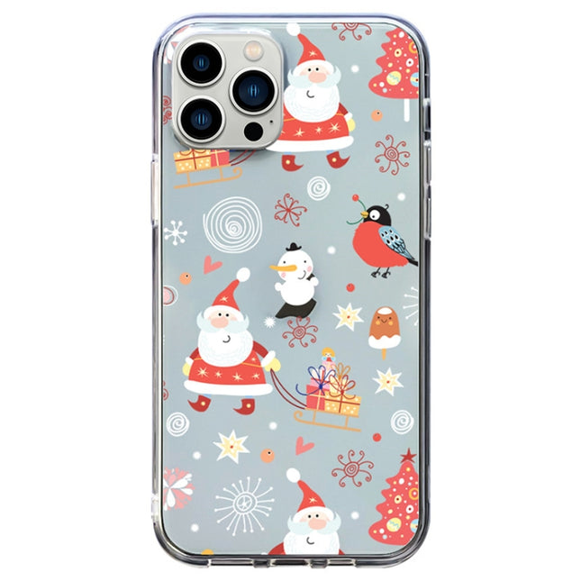 Christmas Colored Drawing Pattern High Transparent Soft TPU Phone Case, For iPhone 13 Pro Max, For iPhone 13 Pro, For iPhone 13, For iPhone 13 mini