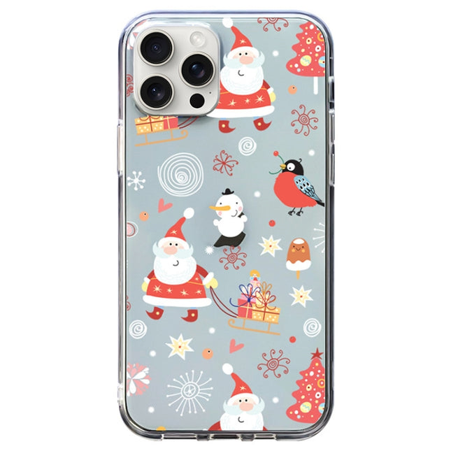 Christmas Colored Drawing Pattern High Transparent Soft TPU Phone Case, For iPhone 15 Pro Max, For iPhone 15 Pro, For iPhone 15 Plus, For iPhone 15
