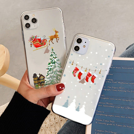 Christmas Colored Drawing Pattern High Transparent Soft TPU Phone Case, For iPhone 11 Pro Max, For iPhone 11, For iPhone 11 Pro