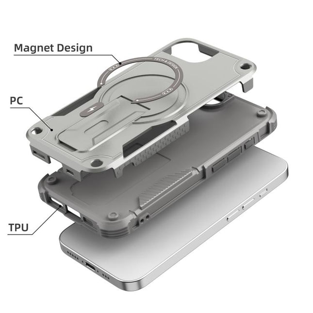 Armor Magsafe Holder PC Hybrid TPU Phone Case, For iPhone 17e / 16e, For iPhone 16 Pro Max, For iPhone 16 Pro, For iPhone 16 Plus