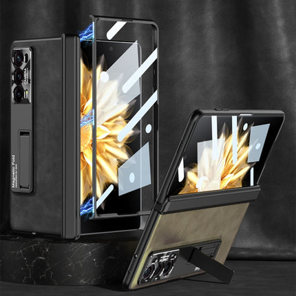 GKK Integrated Frosted Fold Hinge Leather Phone Case with Holder, For Honor Magic V2, For Honor Magic VS