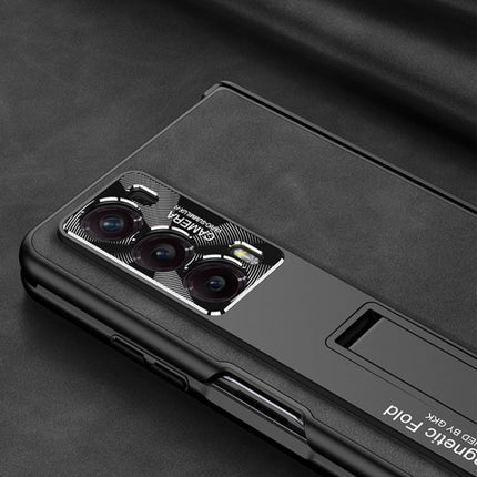 GKK Integrated Frosted Fold Hinge Leather Phone Case with Holder, For Honor Magic V2, For Honor Magic VS