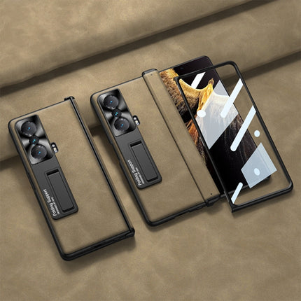 GKK Integrated Frosted Fold Hinge Leather Phone Case with Holder, For Honor Magic V2, For Honor Magic VS