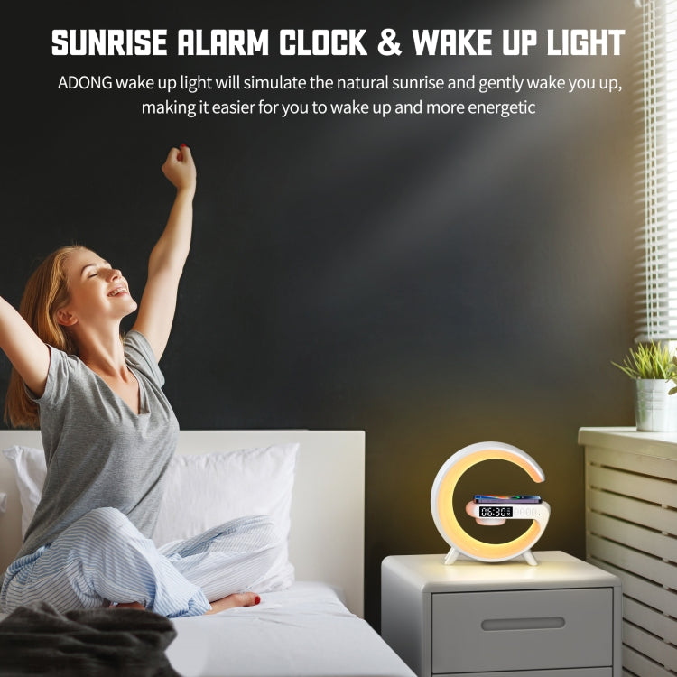 G69 G Shape Smart Bluetooth Speaker Support Wireless Charger & Alarm Clock & Wake-up Light, G69 (Black), G69 (White)