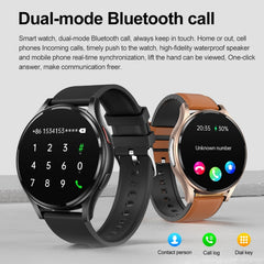1.43 inch Leather Strap Bluetooth Call Smart Watch Support ECG / Non-invasive Blood Sugar, Leather Strap Black, Leather Strap Brown
