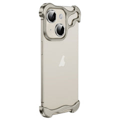 Frameless Metal Corner Pad Phone Case with Lens Film, For iPhone 14 Plus, For iPhone 14, For iPhone 14 Pro, For iPhone 14 Pro Max