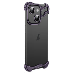 Frameless Metal Corner Pad Phone Case with Lens Film, For iPhone 14 Plus, For iPhone 14, For iPhone 14 Pro, For iPhone 14 Pro Max