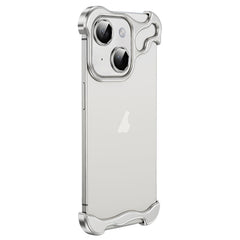 Frameless Metal Corner Pad Phone Case with Lens Film, For iPhone 14 Plus, For iPhone 14, For iPhone 14 Pro, For iPhone 14 Pro Max