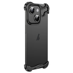 Frameless Metal Corner Pad Phone Case with Lens Film, For iPhone 14 Plus, For iPhone 14, For iPhone 14 Pro, For iPhone 14 Pro Max
