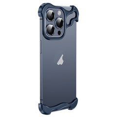 Frameless Metal Corner Pad Phone Case with Lens Film, For iPhone 14 Plus, For iPhone 14, For iPhone 14 Pro, For iPhone 14 Pro Max