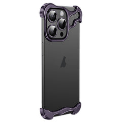 Frameless Metal Corner Pad Phone Case with Lens Film, For iPhone 14 Plus, For iPhone 14, For iPhone 14 Pro, For iPhone 14 Pro Max